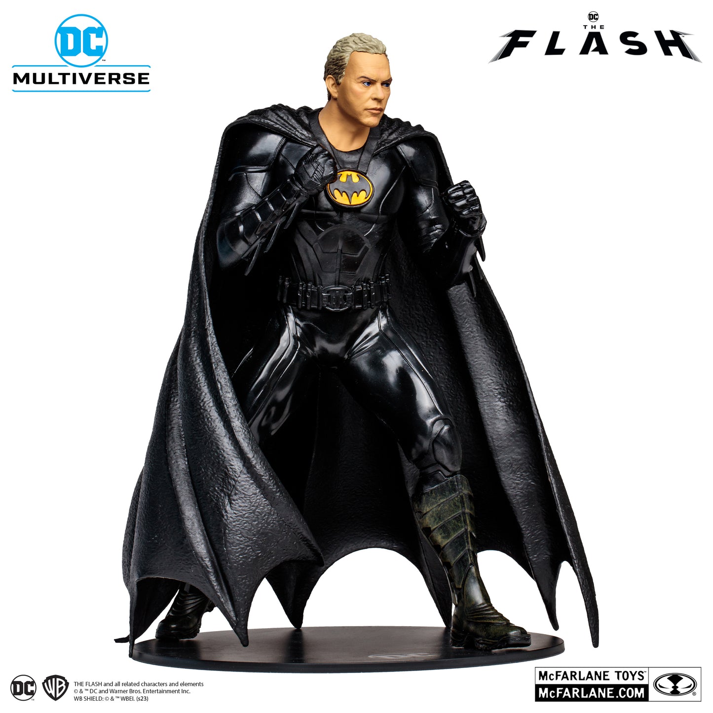 Batman Michael Keaton Statue Gold Label Figura Statue The Flash Movie Dc Multiverse Mcfarlane Toys 30 cm
