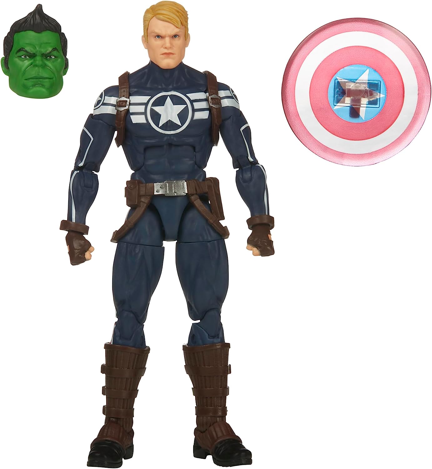 Capitan América Commander Rogers Figura De Acción Avengers Marvel Legends Hasbro 16 Cm BAF Hulk