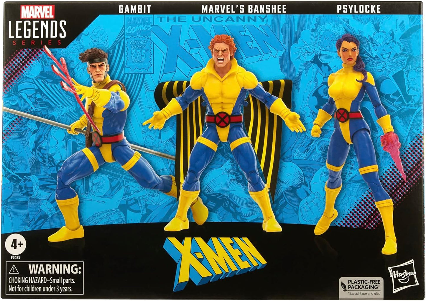Gambit Banshee y Psylocke Figura de Acción X Men 60 Anniversary Marvel Legends Retro Hasbro 16 Cm