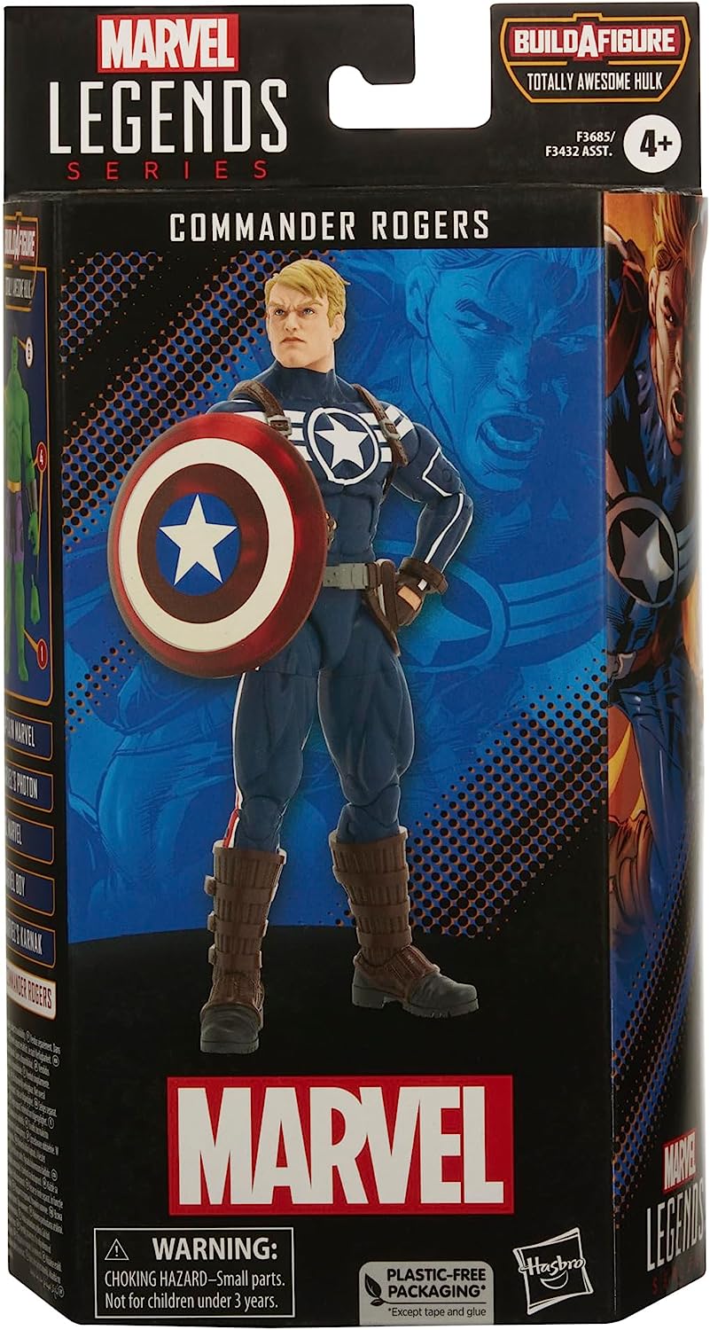 Capitan América Commander Rogers Figura De Acción Avengers Marvel Legends Hasbro 16 Cm BAF Hulk