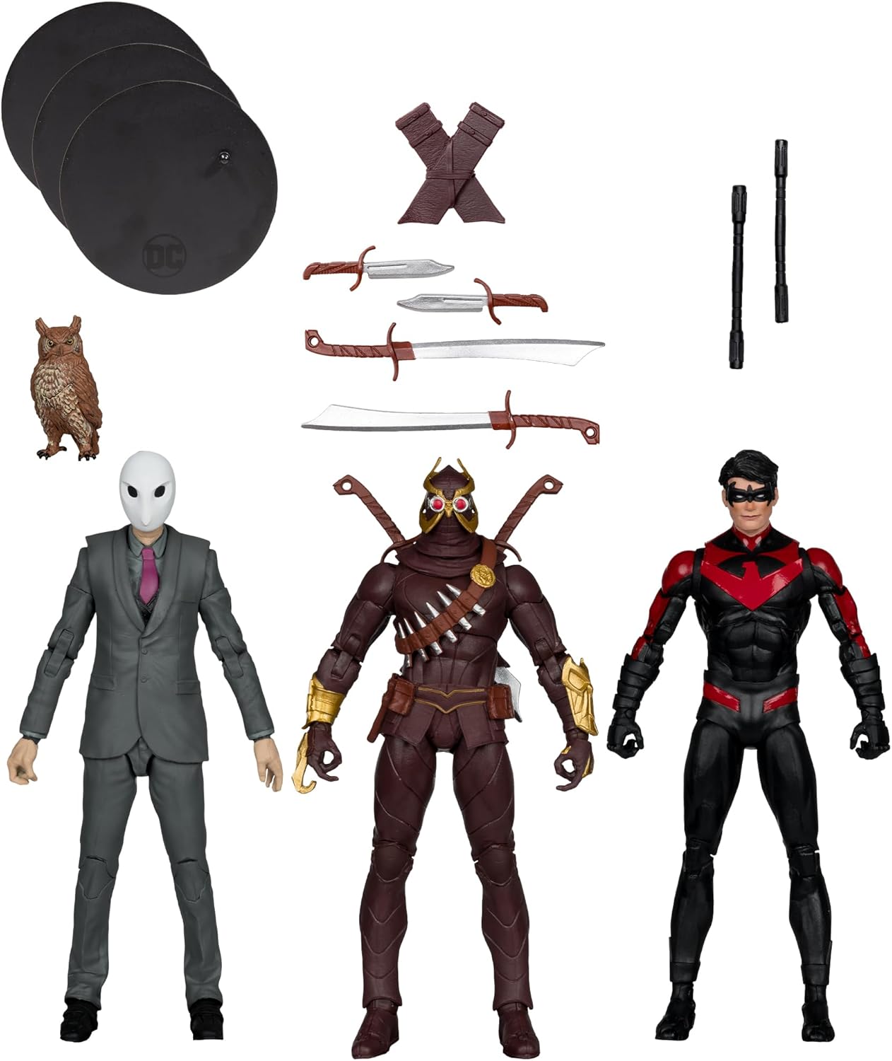 Nightwing Vs Talon & Owl Figura De Acción Pack Gold Label Batman Dc Multiverse Mcfarlane Toys 18 cm