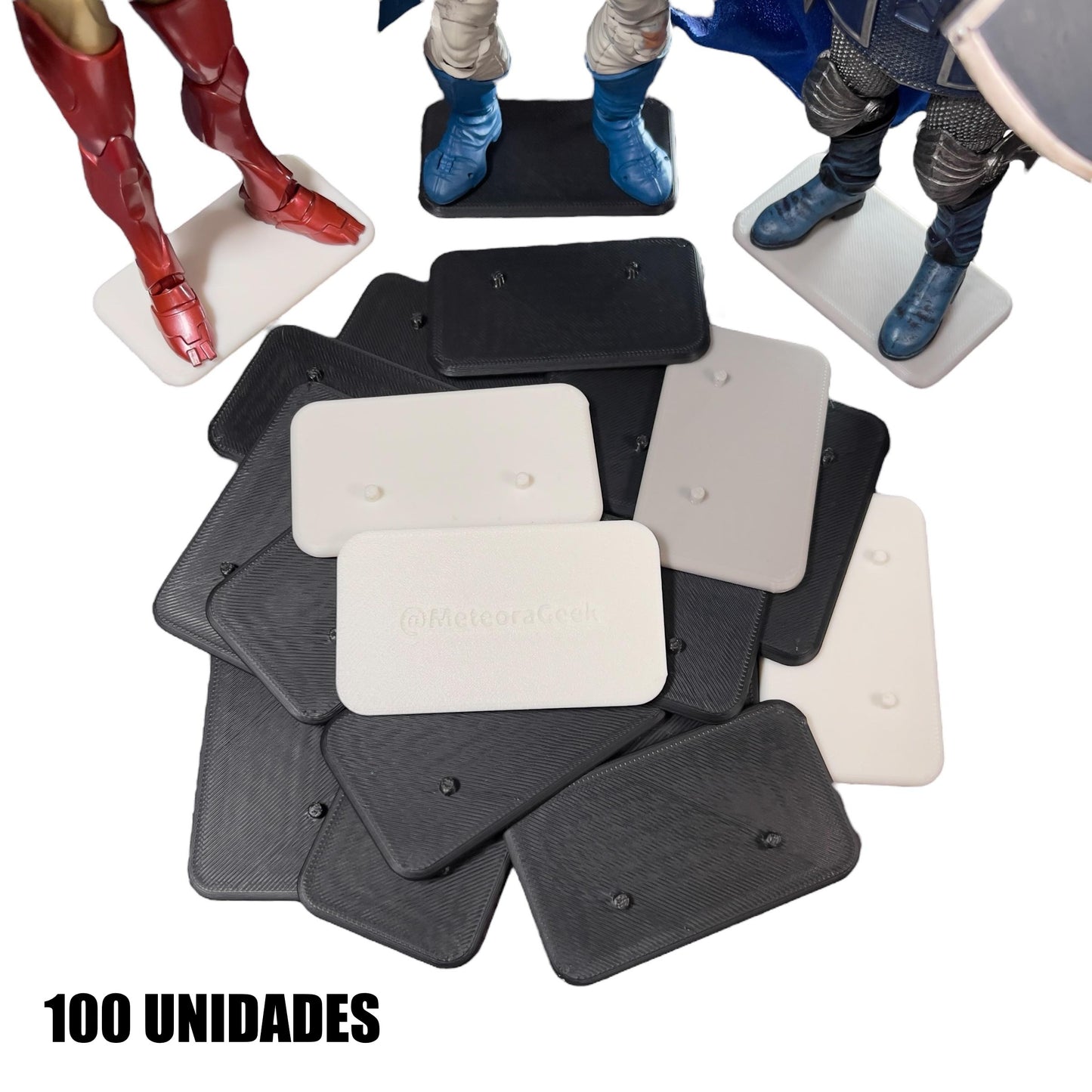Base Rectangular Figuras de Acción con pines - Exhibición Colección Marvel Legends, Mcfarlane, Jada Toys, Black Series, Neca, Etc.