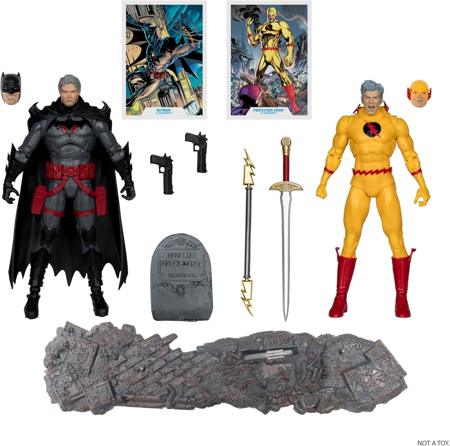 Pack Batman Thomas Wayne Vs Professor Zoom Figura de Acción Flashpoint Dc Mcfarlane Toys 18 Cm