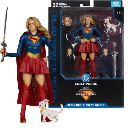 Supergirl & Puppy Krypto Figura de Accion Supergirl Theatrical Movie DC Mcfarlane 17 Cm