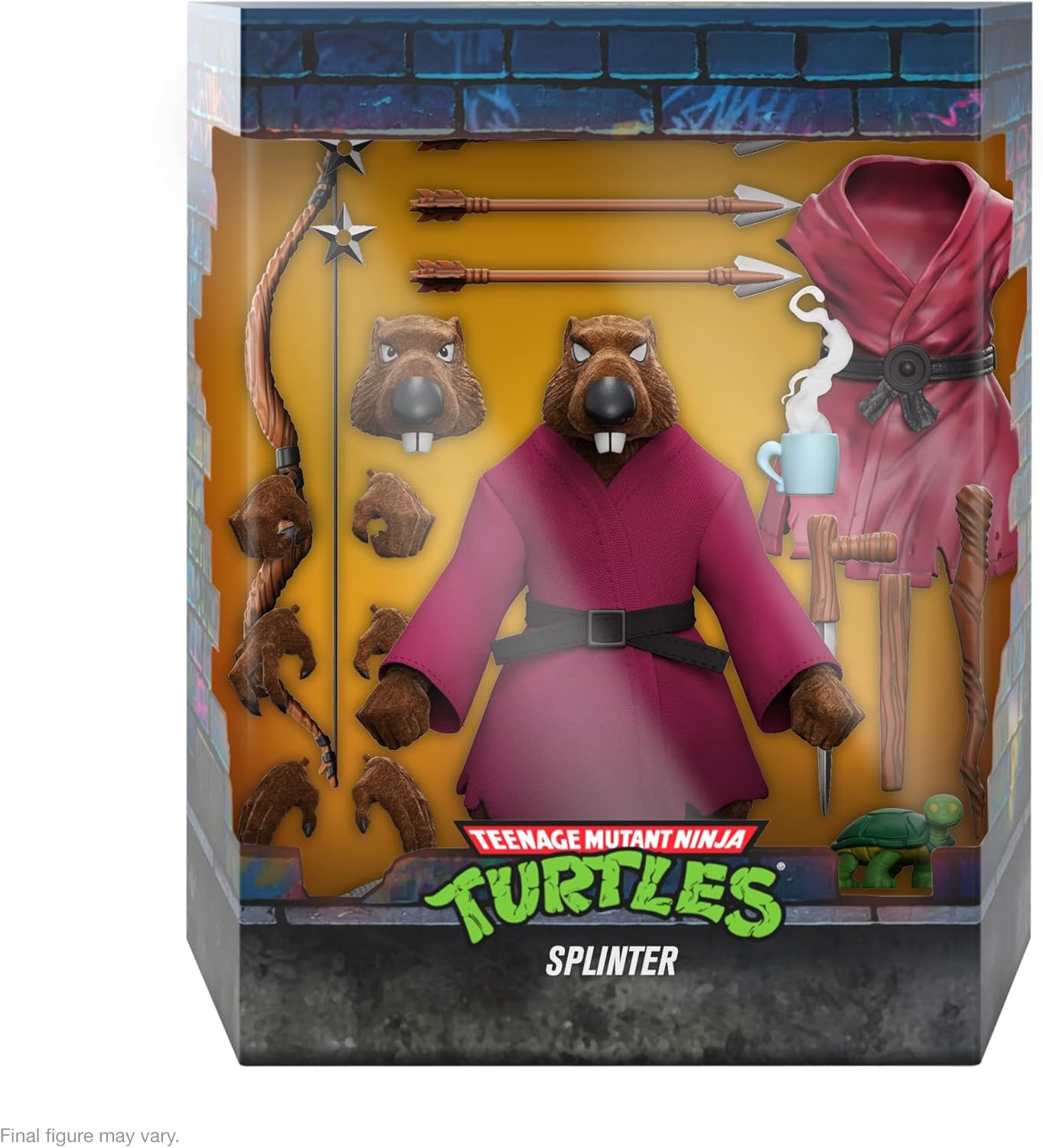 Splinter Flocked Figura de Acción Tortugas Ninja TMNT Super7 Ultimate
