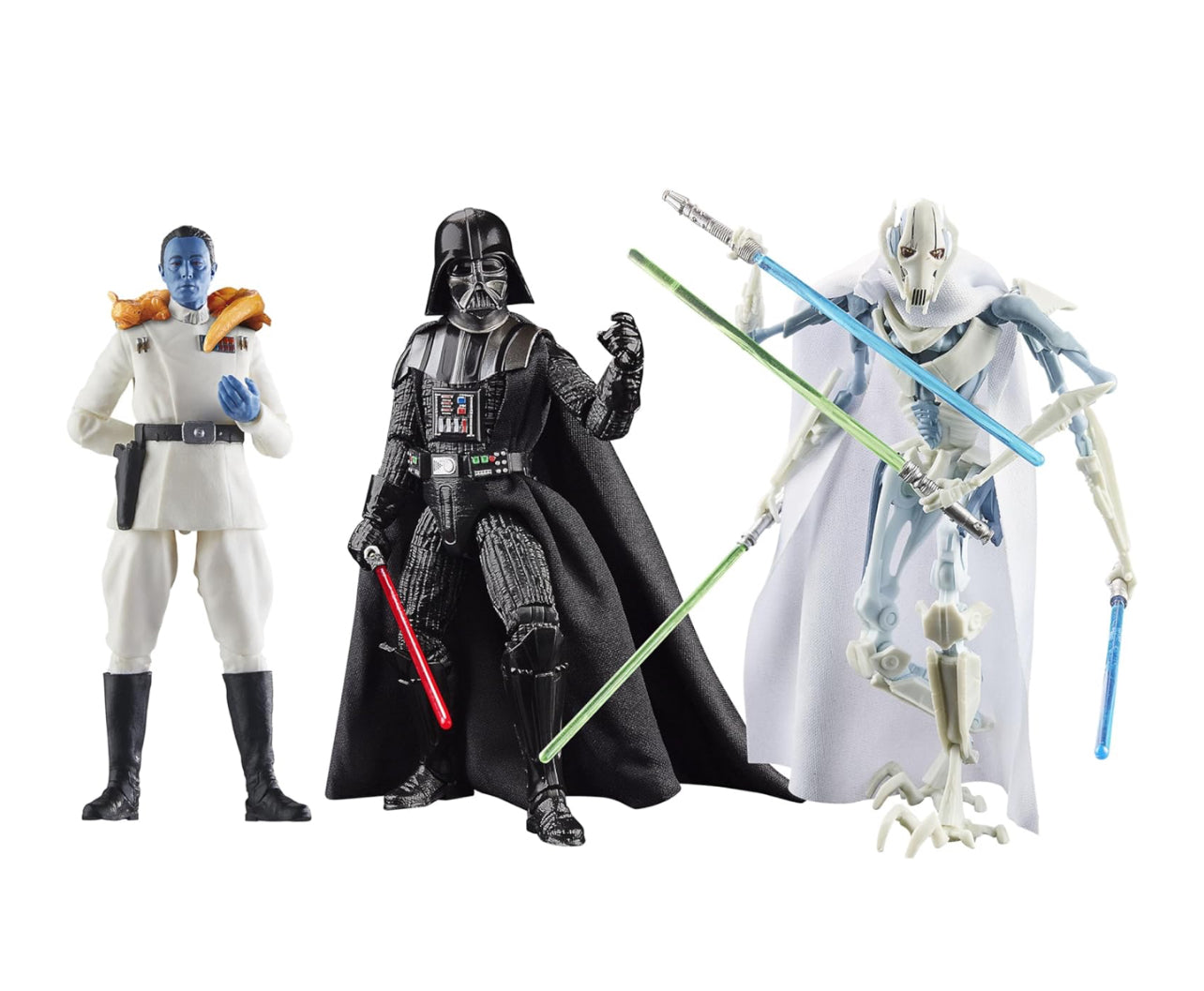 3 Pack Darth Vader & Gr Grievous & Grand Admiral Thrawn Figuras Star Wars Masters Of Evil Black Series 1/12