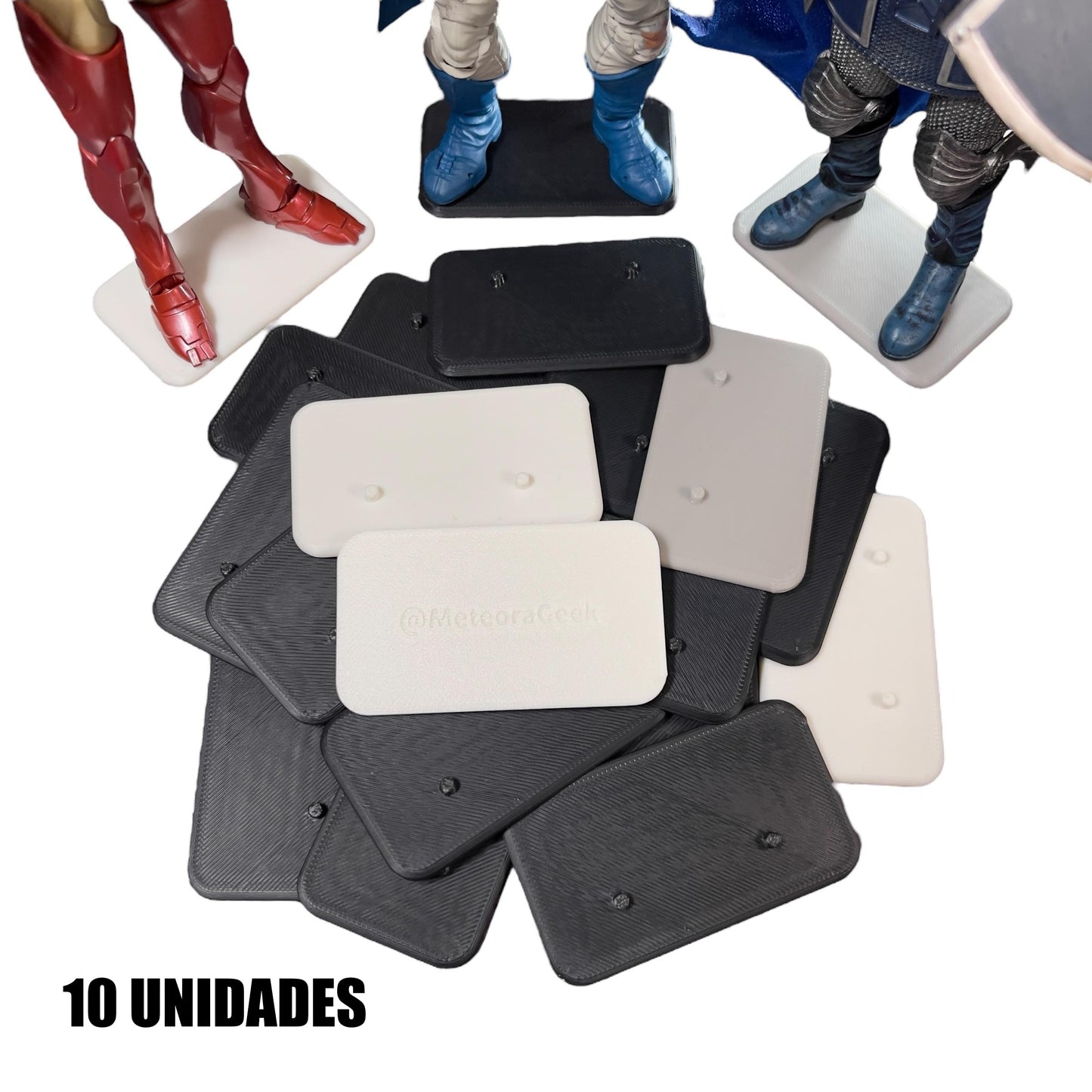 Base Rectangular Figuras de Acción con pines - Exhibición Colección Marvel Legends, Mcfarlane, Jada Toys, Black Series, Neca, Etc.