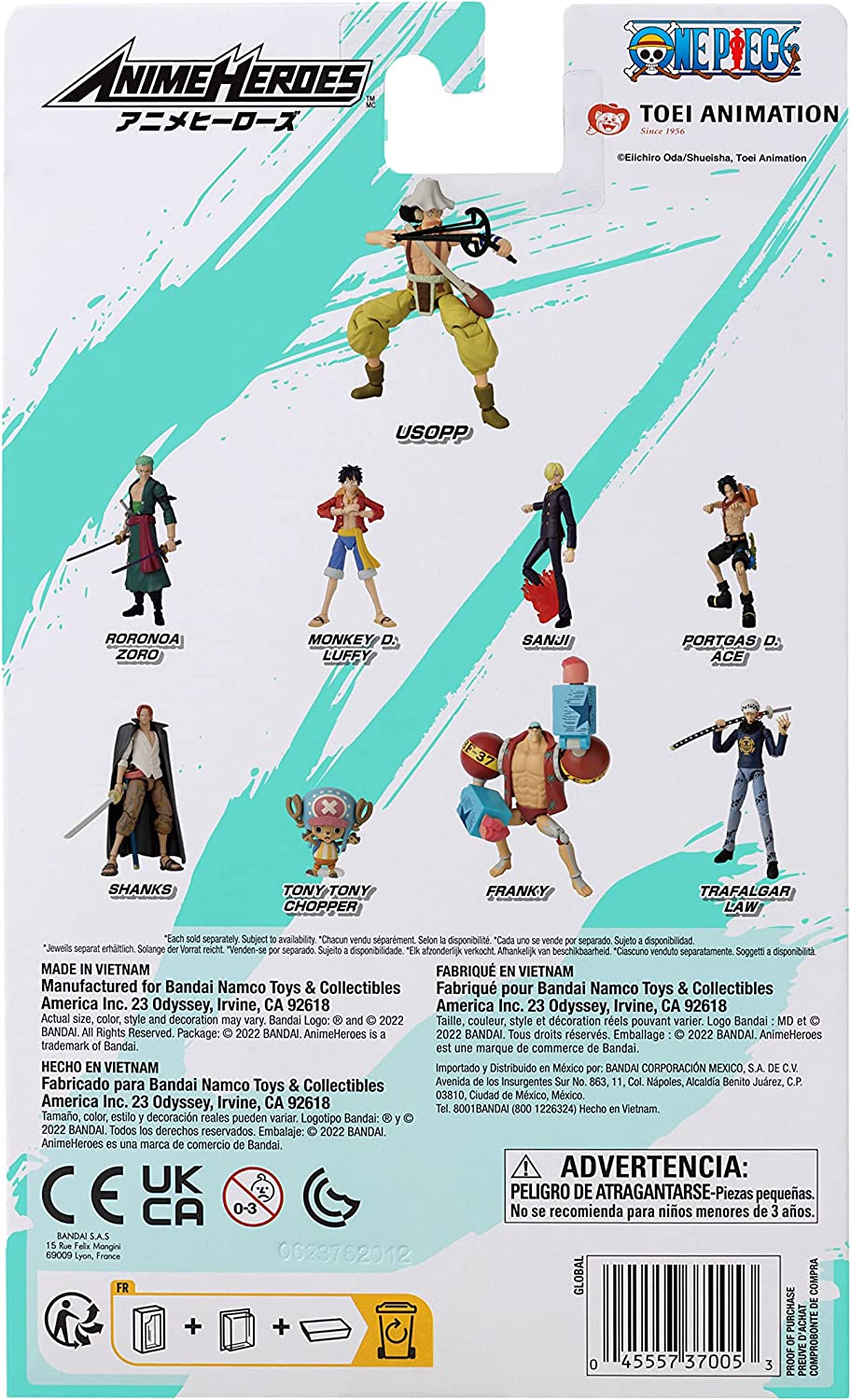 Usopp Figura Acción One Piece Anime Heroes Bandai 16 Cm