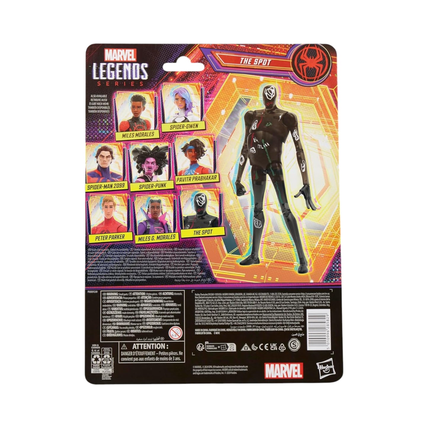The Spot Black Figura de Acción Spiderman Across The Spider Verse Marvel Legends Hasbro 17 Cm