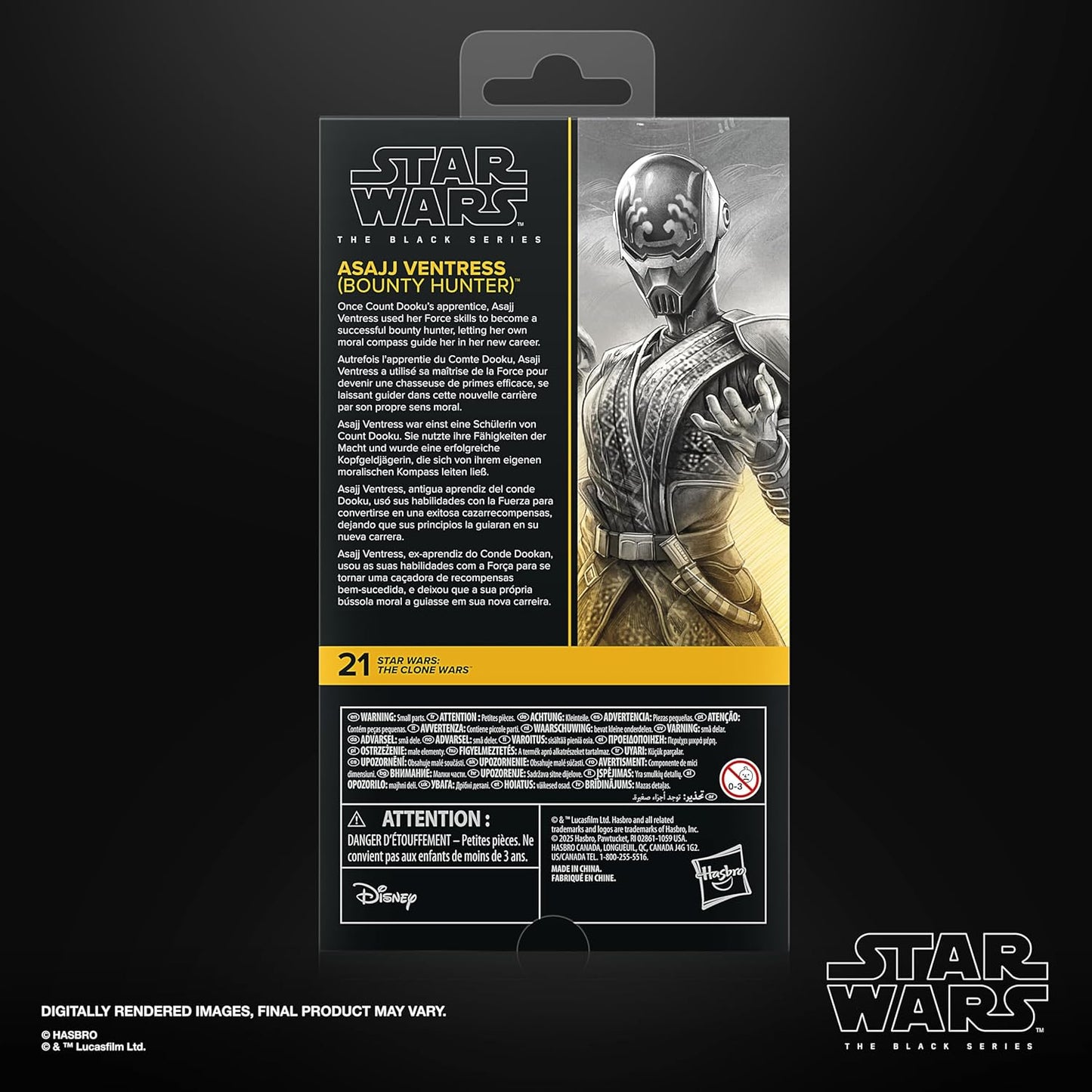 Asajj Ventress Bounty Hunter Figura de Acción Clone Wars Star Wars Black Series 15 cm