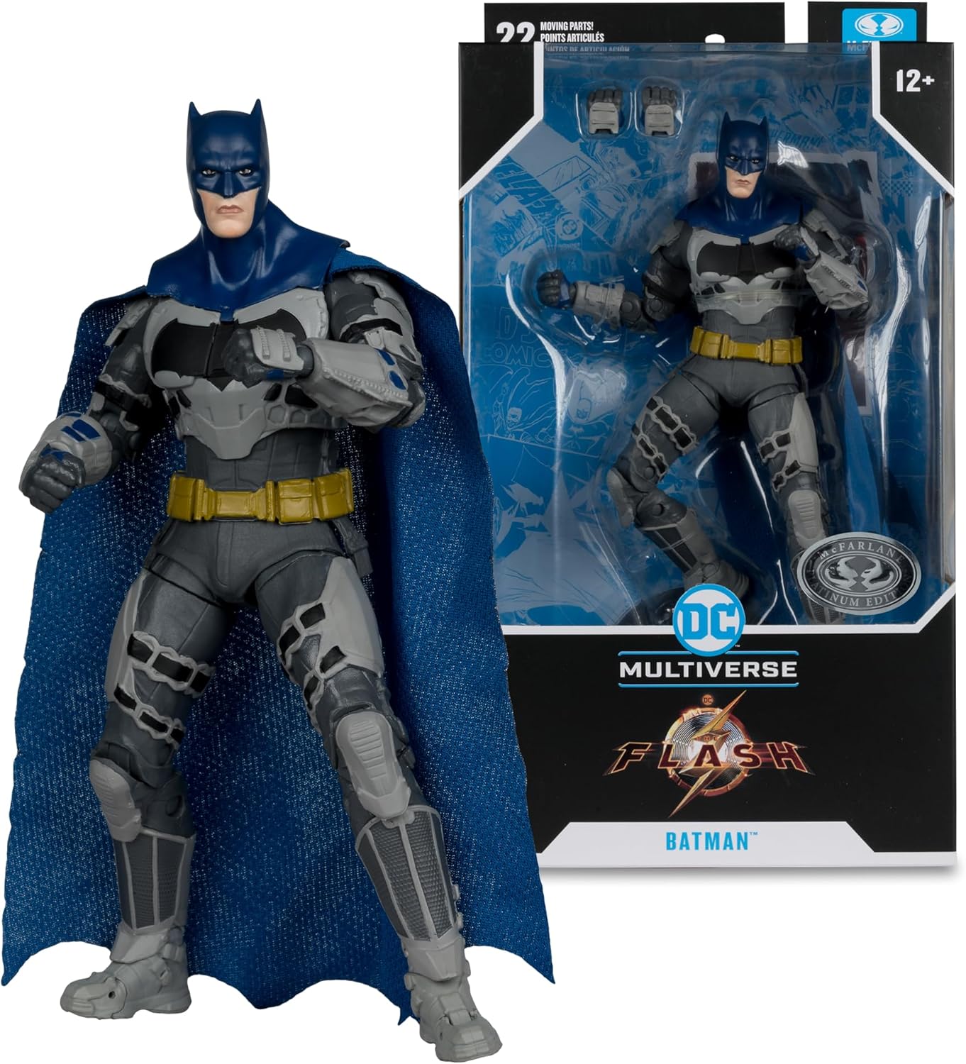 Batman Batfleck Blue/Grey Figura De Acción The Flash Movie Justice League Dc Mcfarlane Toys 18 Cm