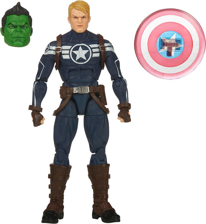 Capitan América Commander Rogers Figura De Acción Avengers Marvel Legends Hasbro 16 Cm BAF Hulk
