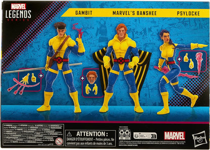 Gambit Banshee y Psylocke Figura de Acción X Men 60 Anniversary Marvel Legends Retro Hasbro 16 Cm