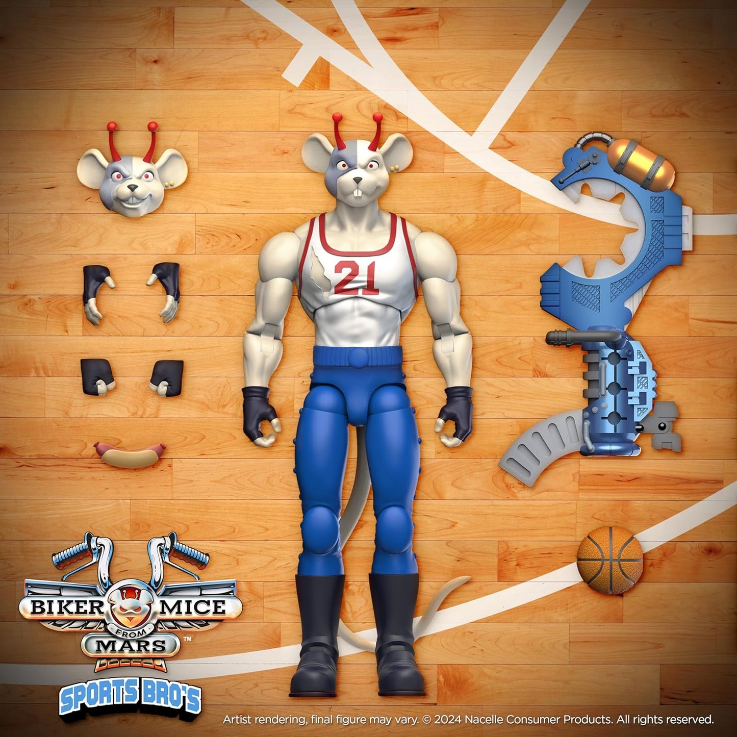 Vinnie Slam Dunk Figura de Acción Motorratones Biker Mice from Mars Sports Bro´s Nacelle 18 Cm
