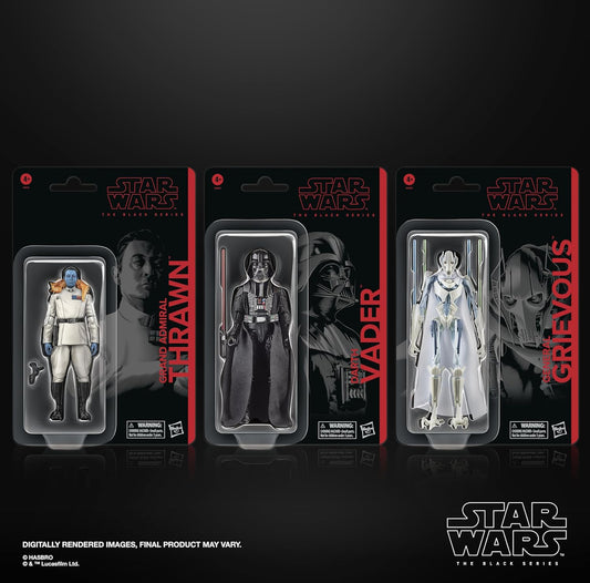 3 Pack Darth Vader & Gr Grievous & Grand Admiral Thrawn Figuras Star Wars Masters Of Evil Black Series 1/12