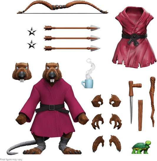 Splinter Flocked Figura de Acción Tortugas Ninja TMNT Super7 Ultimate