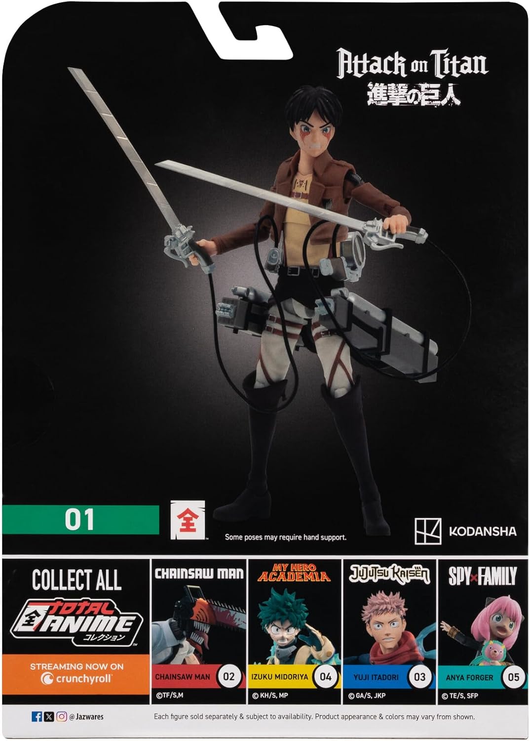 Eren Jaeger Figura de Acción Attack On Titan Jazwares Total Anime 16 Cm