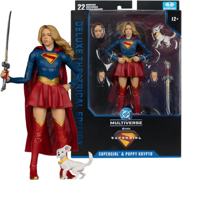 Supergirl & Puppy Krypto Figura de Accion Supergirl Theatrical Movie DC Mcfarlane 17 Cm
