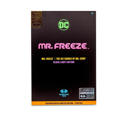 Mr Freeze Figura de Accion The Ice Crimes of Mr Zero Black Light Gold Label Mcfarlane 18 cm