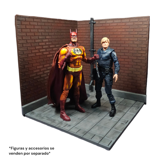 Diorama Esquina Callejón para Figuras de acción Marvel Legends, Mcfarlane Toys, Neca, Jada Toys 22 Cm