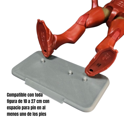 Base Rectangular 3 pines para figuras de Acción - Exhibición Colección Marvel Legends, Mcfarlane, Jada Toys, Black Series, Neca, Etc.