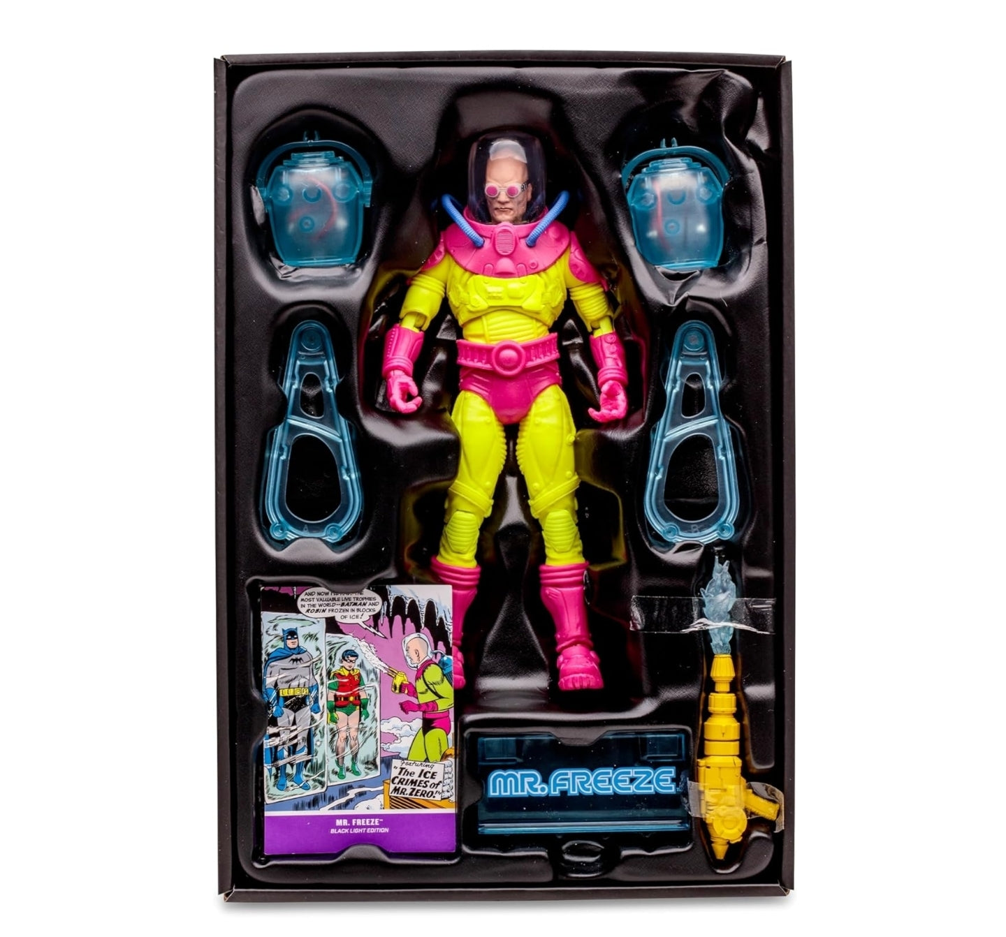 Mr Freeze Figura de Accion The Ice Crimes of Mr Zero Black Light Gold Label Mcfarlane 18 cm