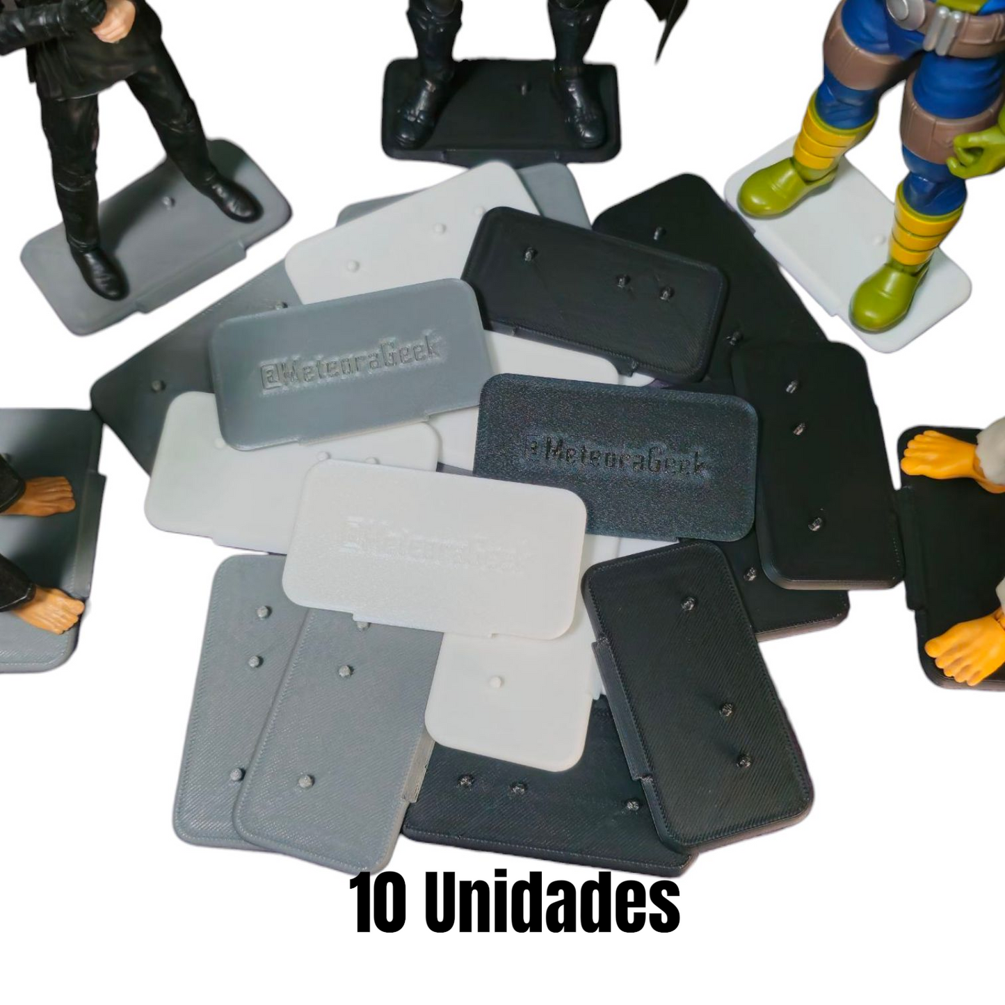 Base Rectangular 3 pines para figuras de Acción - Exhibición Colección Marvel Legends, Mcfarlane, Jada Toys, Black Series, Neca, Etc.