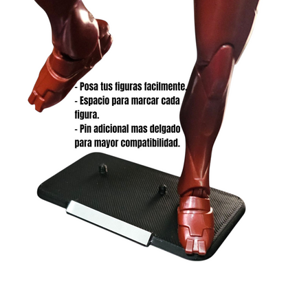 Base Rectangular 3 pines para figuras de Acción - Exhibición Colección Marvel Legends, Mcfarlane, Jada Toys, Black Series, Neca, Etc.