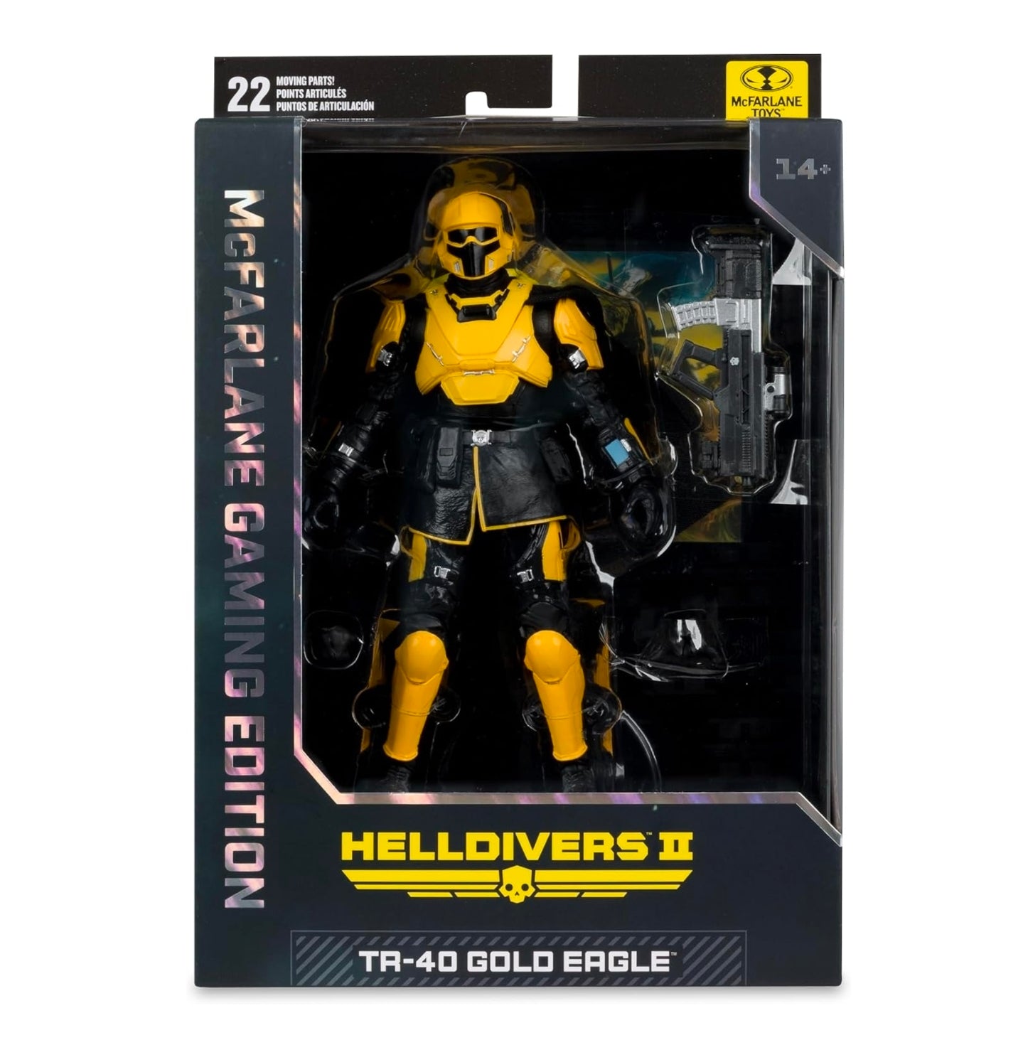 TR-40 Gold Eagle Figura de Accion Helldivers 2 Mcfarlane Gaming Edition 18 Cm
