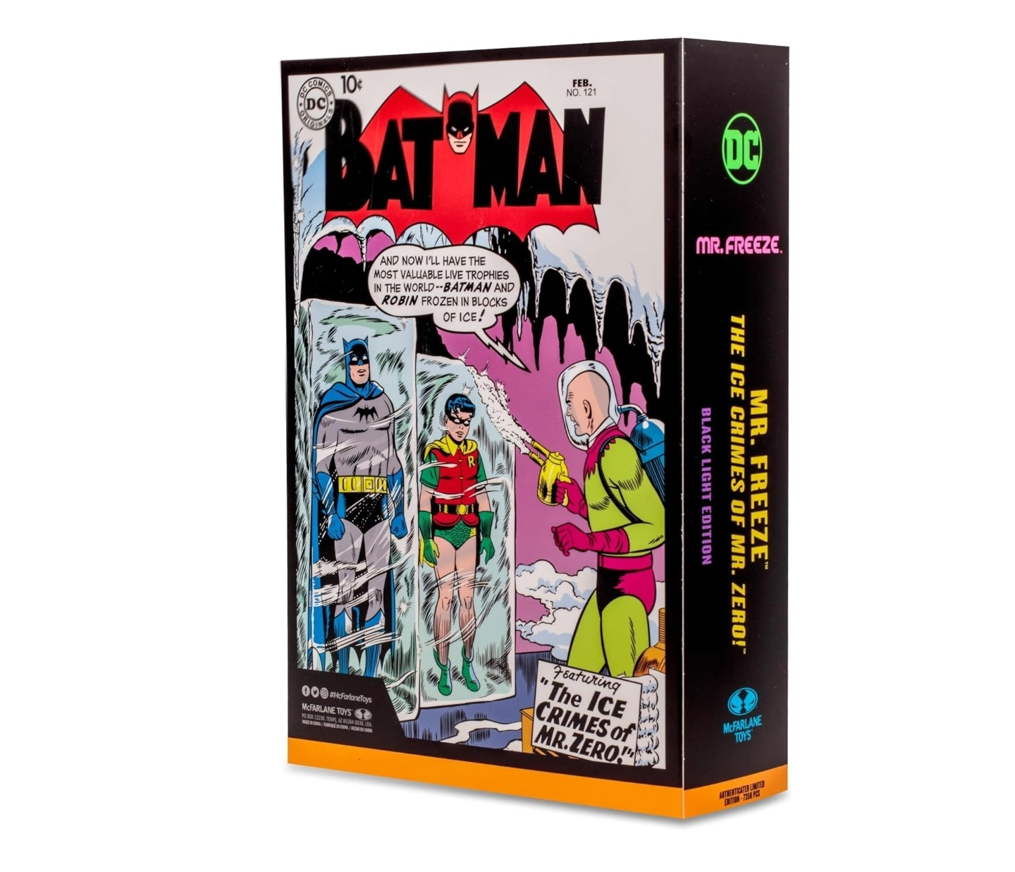 Mr Freeze Figura de Accion The Ice Crimes of Mr Zero Black Light Gold Label Mcfarlane 18 cm