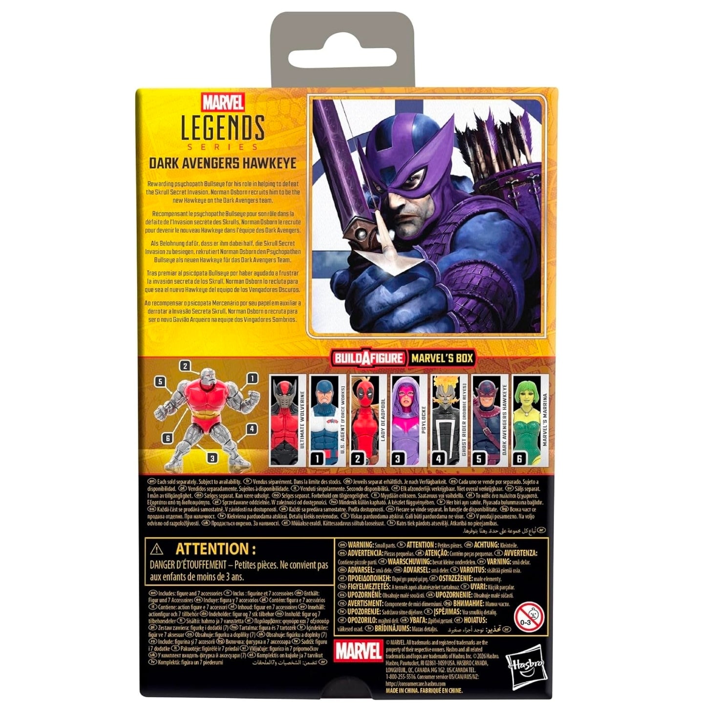 Dark Avengers Hawkeye Figura de Acción Marvel Legends 16 cm Baf Marvel's Box