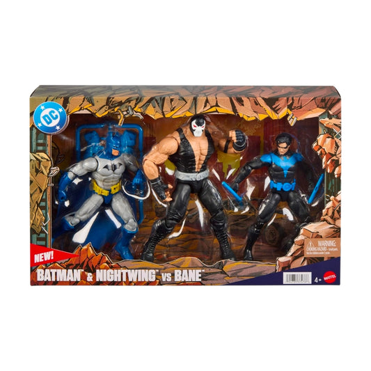 3 Pack Batman & Nightwing Vs Bane Figuras De Accion DC Premier Mattel 17 Cm