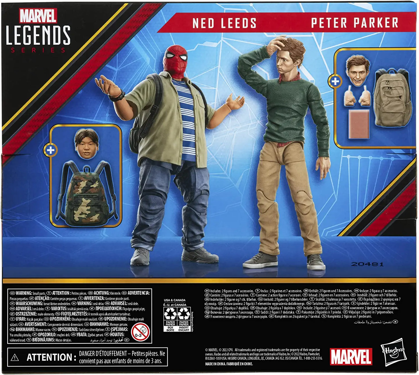 Pack Peter Parker y Ned Leeds Figura De Acción Spiderman Homecoming Marvel Legends Hasbro 17 Cm